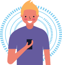 Illustration showing a man on his phone