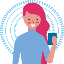 Illustration showing a woman on her phone for an identity check to prove compliance